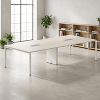 Grande table de conférence rectangulaire moderne en bois extensible pour usage commercial, bureaux et écoles