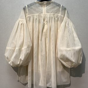 Chic <span class=keywords><strong>tul</strong></span> cuello redondo manga farol suelta blusa informal camisas con camisola para verano ropa de mujer - Product Image 2