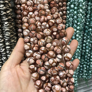 12 millimetri Antico Marrone Forma di Calcio Naturale Tibetano Agata Glassato Rotondo <span class=keywords><strong>Perline</strong></span> - Product Image 2