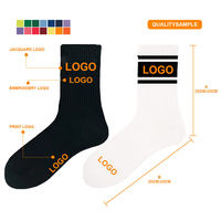Chaussettes de sport personnalisées pour hommes et femmes, avec logo brodé, design tendance, en tricot, tube, blanc et noir, logo personnalisé
