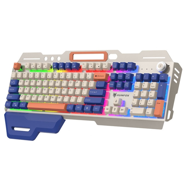 Dropshipping XUNSVFOX K90 Metal Keyboard Mechanical Feeling Computer Wired Gaming Keyboards with Phone Holder