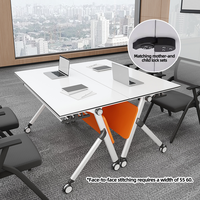 Ensemble table et chaise pliantes réglables multifonctionnelles - Bureau de conférence en bois durable et minimaliste pour bureau/salle de classe