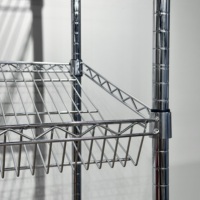 Support de rangement robuste en treillis métallique chromé à 5 niveaux, détachable, avec paniers pour le stockage alimentaire en cuisine, support non pliable