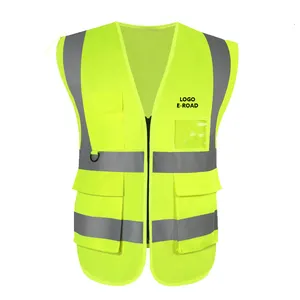 11色专业反光安全背心夹克高能见度工作带口袋的安全反光服装