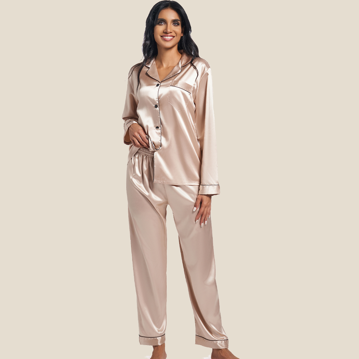 Pink Cute Piece Pajamas Women Piece Floral Pajama Set Button Down