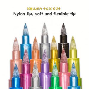 Juego de Marcadores de Pintura Metálica con Punta de Pincel, Rotuladores Permanentes para Dibujar y Resaltar, 12 Colores, Modelo Creatividad Mk001312 - Product Image 3