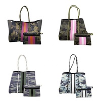 Tùy Chỉnh In Trên Nhu Cầu Bãi Biển Ví Nữ Sang Trọng Chèn Cao Su Tổng Hợp Chất Kết Dính Tote Bag Phụ Nữ Neoprene Túi Xách