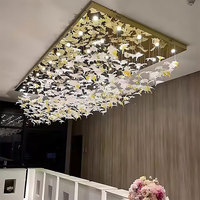 Long escalier d'hôtel de mariage extra doré en verre de Murano grand escalier haut Led lustre de plafond moderne en cristal de luxe