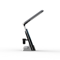 Multifunctionele 7-in-1 opvouwbare draadloze oplader met oogbeschermende bureaulamp, digitale wekker en draadloos oplaadstation