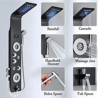 Salle de bains Précipitations Pommes De Douche Plafond Cascade Pluie Led Thermostatique Panneau De Douche