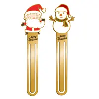 Marcapáginas con forma de muñeco de nieve de Papá Noel, marcador de color dorado con esmalte duro suave, marcador de Metal impreso, Clip para regalo de Navidad
