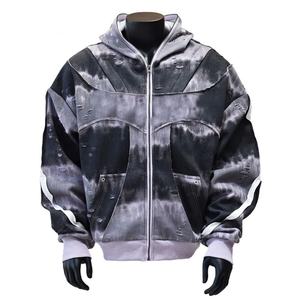 Sudadera con Capucha y Cremallera Tie Dye Holgada para Hombre y Mujer, Estilo Urbano, Sudadera con Capucha Completa con Cremallera, Adecuada para Uso Diario Informal - Product Image 2