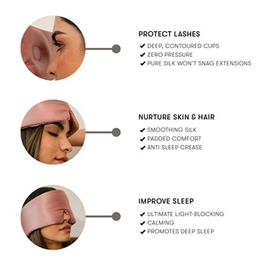 Masque de sommeil en soie rose uni avec logo personnalisé, sans bretelles, 3D, large bande, pour dormir, masque pour les yeux, bandeau pour les yeux - Product Image 4