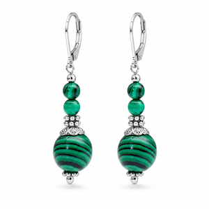 Orecchini Pendenti Vintage con Motivo Verde in Pietra, Stile Etnico per Donne - Product Image 1