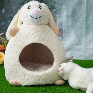 Rabbit Cat <b>House</b> Round Faux Fur Soft Cat <b>Bed</b> For Indoor Cats Winter Warmth Pet <b>Bed</b> - Product Image 2