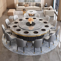 Table à manger ronde électrique moderne de luxe, grande table de restaurant pour grande famille ou hôtel avec 8, 10 ou 12 places