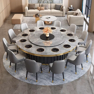 Mesa de Comedor Redonda Grande, Moderna y Lujosa, con Plato Giratorio Eléctrico, para Familias Numerosas u Hoteles, con 8, 10 o 12 Asientos - Product Image 5