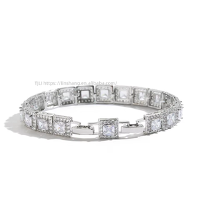 9Mm Square Tennis <b>Bracelet</b> <b>Copper</b> Micro-inlaid Zircon Hip Hop Couple Tanjing Fashion Lijing Necklace - Product Image 4