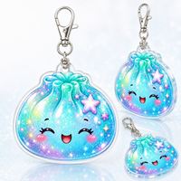 Lote al por mayor de llaveros acrílicos holográficos con diseño de estrella y dijes estéticos celestes