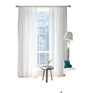 2022 Factory Wholesale Professional White Fabric Sheer Curtain Jacquard Translucidus Curtain Fabric Suppliers