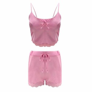 Set di Biancheria Intima Sexy in Raso Elasticizzato e Pizzo, Pigiama da Casa OEM/ODM Disponibile - Product Image 4
