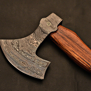 Outdoor Camping Use Premium Damascus Steel Camping <b>Axe</b> Hand Forged <b>Wooden</b> Handle Factory Direct Damascus Steel Bushcraft <b>Axe</b> - Product Image 5