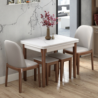 Table à manger extensible et pliante en bois massif, design moderne et luxueux, légère et compacte, idéale pour les petits appartements et salons.