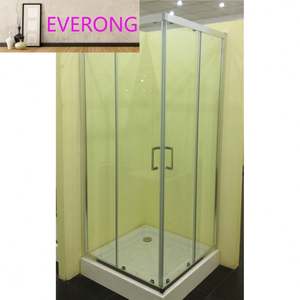 Panneaux de <span class=keywords><strong>douche</strong></span> en verre trempé 6mm 8mm au design moderne, <span class=keywords><strong>porte</strong></span> coulissante à cadre en acier inoxydable <span class=keywords><strong>avec</strong></span> style ouvert en laiton pour hôtels - Product Image 4