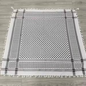 Manufacturer Arab Palestine <strong>Black</strong> White Plaid Pattern Unisex <strong>Shawls</strong> for Men Brand Quality Woven Keffiyeh Scarves Hijab - Product Image 3