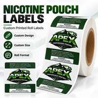 Étiquettes personnalisées pour sachets de nicotine, autocollants en rouleau BOPP blancs auto-adhésifs pour boîtes et bidons avec impression claire et taille personnalisée