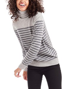 100% bon cachemire de haute <span class=keywords><strong>qualité</strong></span> <span class=keywords><strong>col</strong></span> <span class=keywords><strong>roulé</strong></span> <span class=keywords><strong>pull</strong></span> à rayures <span class=keywords><strong>pull</strong></span> tricoté pour femmes - Product Image 2