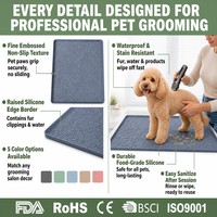 Tapis de toilettage pour chien en silicone, antidérapant, imperméable, résistant aux taches, bord surélevé, tapis de coupe de poils pour animaux de compagnie, facile à nettoyer