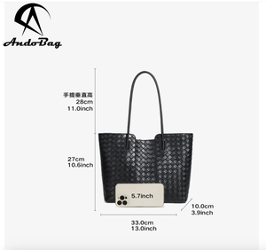 Sac fourre-tout en cuir de vachette tressé Andong pour femmes, idéal pour les sorties, le quotidien, le travail, sac bandoulière, sac à main - Product Image 4