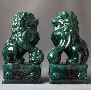 Statue Feng Shui de <span class=keywords><strong>chien</strong></span> Fu de la dynastie Tang en <span class=keywords><strong>porcelaine</strong></span> émaillée tricolore de grande taille, style animalier - Product Image 4