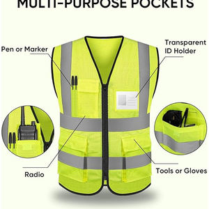 Latest Design Industrial Safety <b>Jacket</b> High Visible Vest Multiple Pockets 100% Polyester For Outdoor <b>Running</b> - Product Image 3