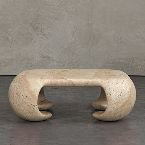 Table basse en <span class=keywords><strong>travertin</strong></span> gris argenté sur mesure, forme naturelle, pierre organique, mobilier de luxe pour <span class=keywords><strong>salon</strong></span>, décoration intérieure - Product Image 3