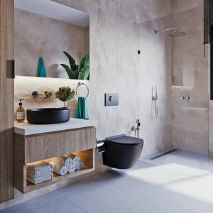 Inodoro suspendido de cerámica estilo europeo, negro mate, con lavabo redondo de color mate <span class=keywords><strong>para</strong></span> baño - Product Image 1