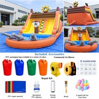 Toboggan gonflable pirate pour enfants, combo bateau pirate en PVC avec piscine pour fête d'anniversaire