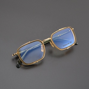 Montatura per Occhiali di Lusso <span class=keywords><strong>in</strong></span> Titanio Puro Intagliata a Mano, Montatura Semi-Rimless <span class=keywords><strong>in</strong></span> Acetato Italiano di Alta Qualità per Miopia - Product Image 2