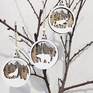 2023 nuovo Design multistrato Bigfoot Sasquatch Bear Elk Wolf Animal Crafts decorazioni per l'albero di natale ornamenti natalizi in legno