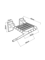 Siège de douche mural pliable en ABS et acier inoxydable antidérapant, capacité de charge de 150 kg, support de sécurité pour personnes âgées
