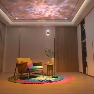 Lámpara Proyector de Ondas 3D con Luz LED de Atardecer para Dormitorio, Iluminación Ambiental Romántica con Doble Cabezal y Decoración de Estrellas, Lámpara de Pie - Product Image 2