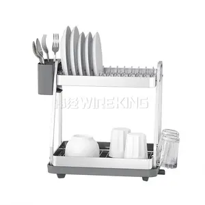 iSPECLE Dish Drying Rack - 2 Tier Small Dish Racks for Kitchen Counter with  Drainboard, Utensil & Glass Holder, Small Dish Dryer Rack, Multifunctional