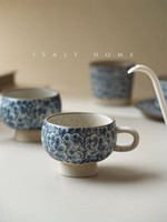 Tasse à café en porcelaine brute peinte à la main motif feuille de Ginkgo, avec pied, pour Latte Art, écologique, résistante à la chaleur, qualité AB, Isalt Home