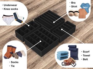 Organiseur de tiroir personnalisé pour vêtements, lot de 4 bacs de rangement pour commode, organisateurs de placard pour chambre d'enfant et séparateurs de rangement - Product Image 3