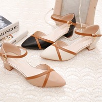 Sandales d'été à talon épais (3-6 cm) JR Ode Joy 666 pour femme, à bout fermé, avec bride de cheville et fermeture à boucle en similicuir