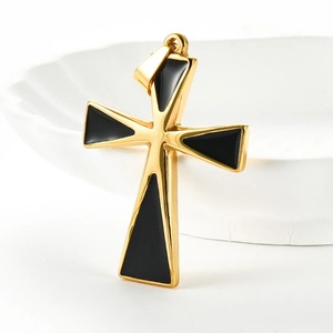 Pendentif croix colorblock en acier inoxydable pour collier chaîne, pour femmes et hommes, breloques de prière, cadeaux, accessoire de bijoux chrétien DIY - Product Image 1