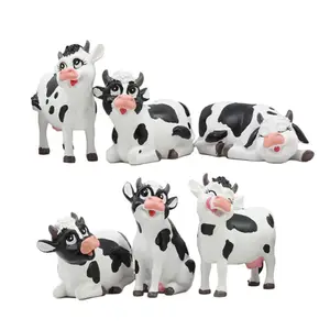 Hars Koe Beeldje Set 6 Grillige Leuke Runderen Koeien Beeldjes Vee Koe Dier Collectibles Platteland Farm Meadows