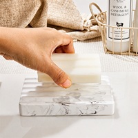 Support à savon antidérapant en terre de diatomée à motif marbre blanc CF, à séchage rapide et à rainures profondes, pour comptoir de salle de bain
