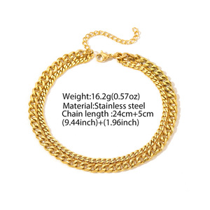 Chaînes de <span class=keywords><strong>cheville</strong></span> JOYFFO pour femmes, en acier inoxydable, plaqué or 18 carats, style superposé, chaîne cubaine - Product Image 3